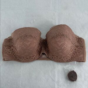 b.tempt'd Bra Wm 38C Neutral Strapless Underwire Lace